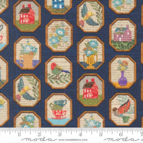dark blue, Paper Hamlet Collection Novelty Frames Cotton Fabric 39565