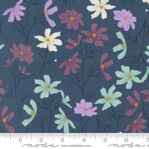 Dark Blue, Sea Glass Summer Collection Cosmo Florals Cotton Fabric 43180