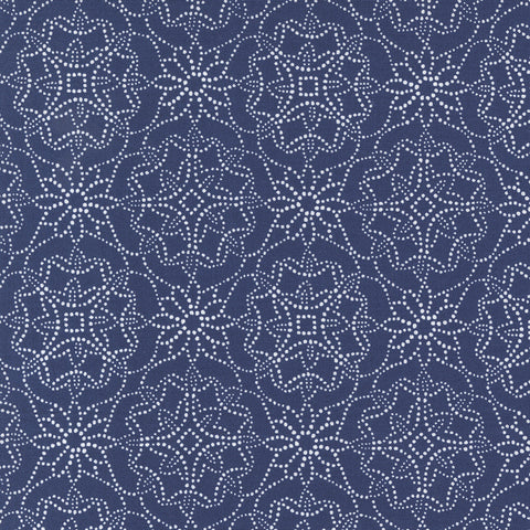 Sunflowers in My Heart Collection Geometric Cotton Fabric 27322 dark blue