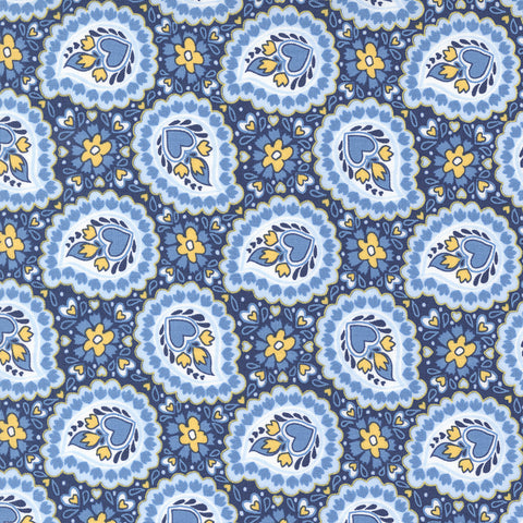 Sunflowers in My Heart Collection Provence Paisley Cotton Fabric 27323 dark blue