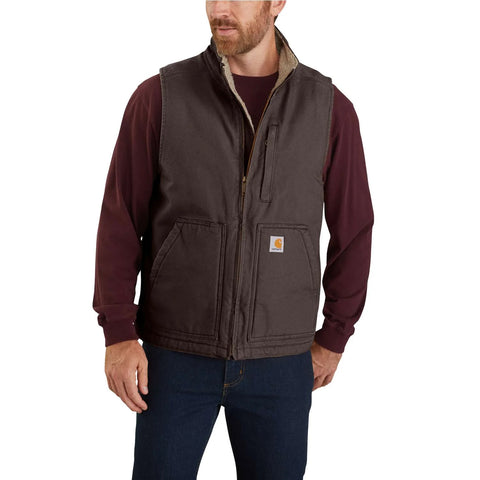 dark brown, Men's Big and Tall Sherpa Lined Mock Neck Vest 1042777