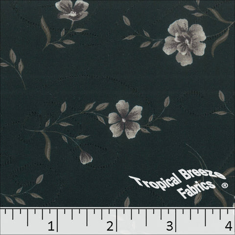 dark teal, Jacquard Knit Floral Print Fabric 572523