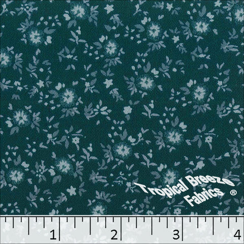 dark teal, Koshibo Small Floral Print Polyester Fabric 048522