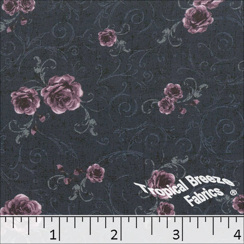 dark blue, 100% Polyester Peach Cream Print Fabric 048523