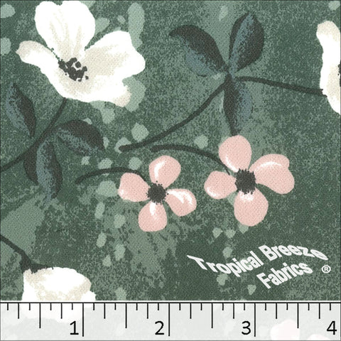 dark sage, Koshibo Print Large Floral Polyester Fabric 048525