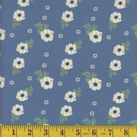 denim, Chambray Anemone Poly Cotton Fabric 137