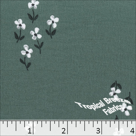 dusty jade, Dream Crepe Floral Print Polyester Fabric 042528