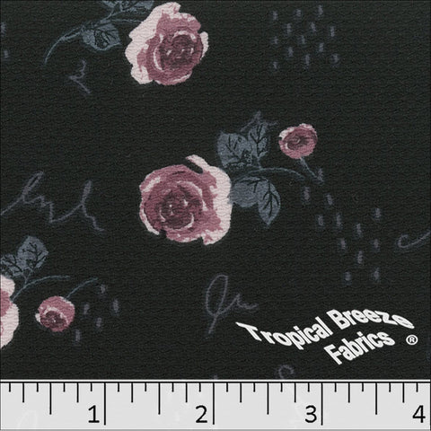 Honeybee Knit Floral Print Fabric 32845 dark lavender