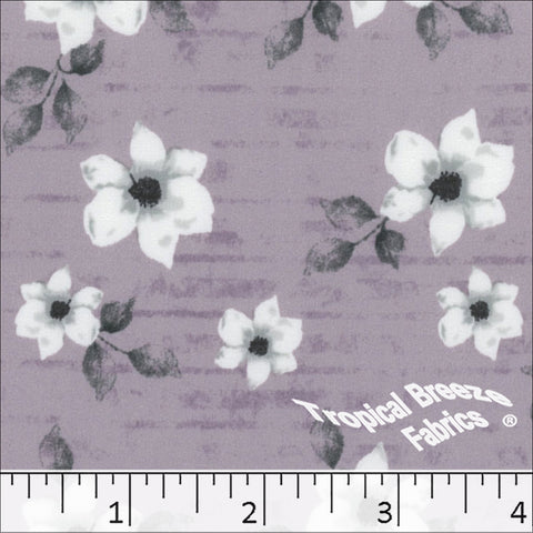 dusty lavender, Quick Dry Stretch Crepe Floral Print Fabric 04452