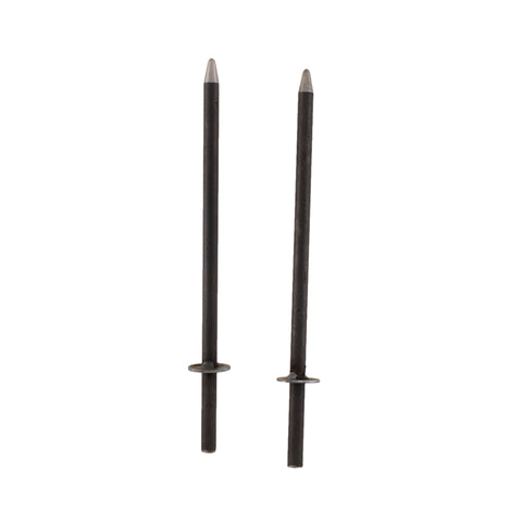 2 quoits stakes with pointed ends.