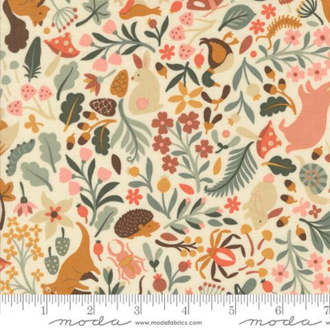 ecru, Acorn Hollow Collection Flora and Fauna Cotton Fabric 30760