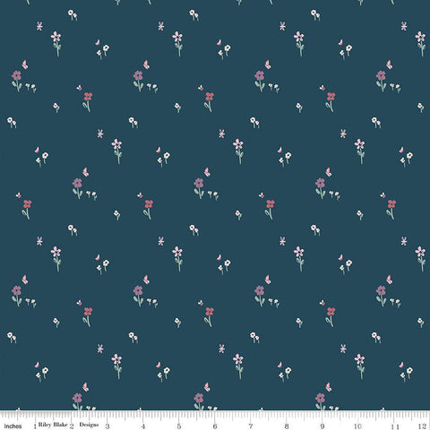 Buds and Butterflies Collection Meadow Minuet Cotton Fabric C15353 emerald