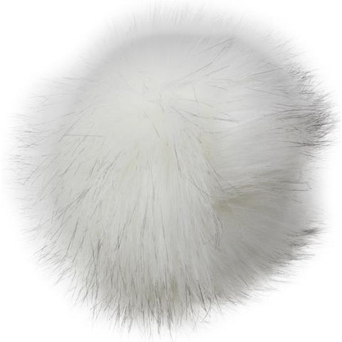 White with Black Faux Fur Pom Pom with Loop FFPALL-142