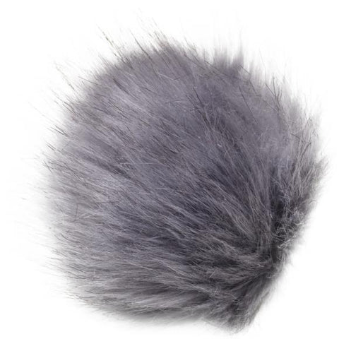 Gray Faux Fur Pom Pom with Loop FFPALL-43
