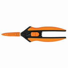 Fiskars Softgrip micro-tip pruning snips with blades in orange case