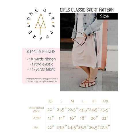GIRLS CLASSIC SKORT PATTERN