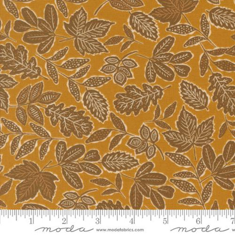 gold, Foraged Found and Hand Me Down Collection Scattered Leaves Cotton Fabric 45633