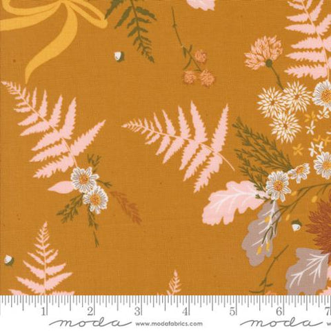 gold, Frivolity Collection Dahlia and Fern Cotton Fabric 43190