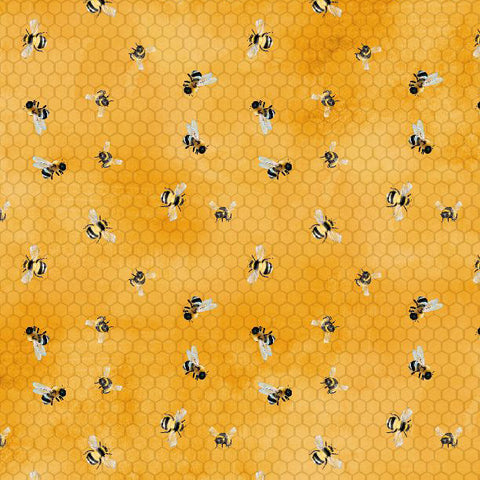 gold, Sunkissed Collection Bees Cotton Fabric 33918