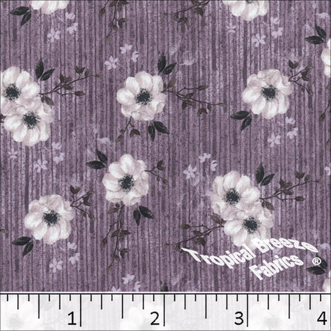 grapemist, Crinkle Creme Floral Print Polyester Fabric 042511