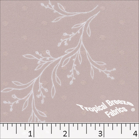 grapemist, Swiss Dot Knit Foliage Print Polyester Fabric 573515