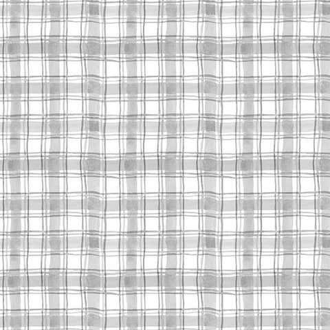 Hummingbird Floral Collection Plaid Cotton Fabric 3023-39832 gray