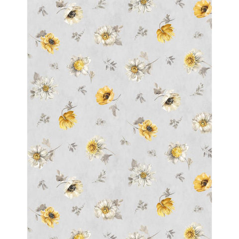 Gray floral fabric