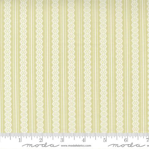 Buttercup and Slate Collection Lacey Stripes Cotton Fabric green