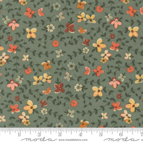 green, Acorn Hollow Collection Gather Florals Cotton Fabric 30761