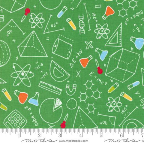Back to School Collection Math N Science Cotton Fabric 20892 green