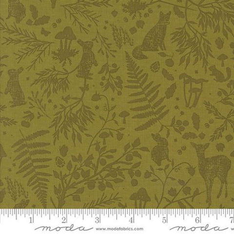 green, Frivolity Collection Animals and Leaves Cotton Fabric 43192