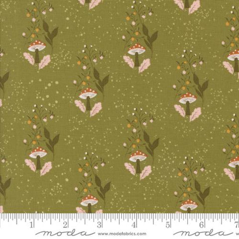 green, Frivolity Collection Mushroom Path Cotton Fabric 43193