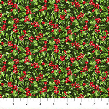 green, Holiday Joy Collection Holly Berries Cotton Fabric DP28073
