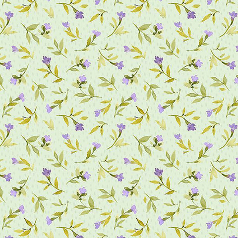 Hummingbird Floral Collection Floral Toss Cotton Fabric 3023-39831 green