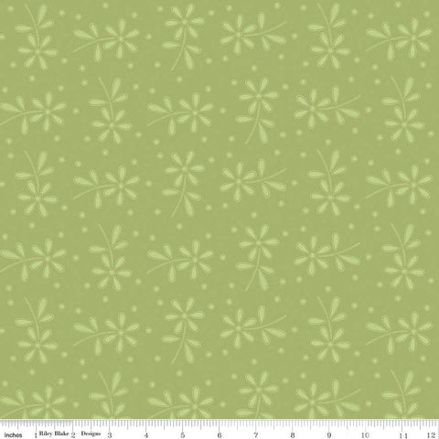 Green, Sewing Seeds Collection Daisy Eyelet Toss Cotton Fabric CD15689