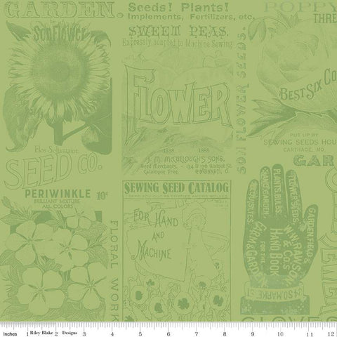 Green, Sewing Seeds Collection Garden Blender Cotton Fabric CD15690