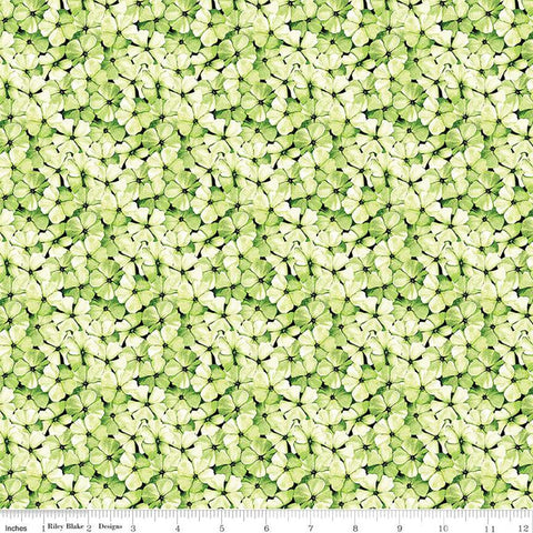 Green, Sewing Seeds Collection Phlox Petals Cotton Fabric C15694