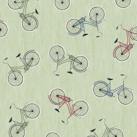 green bike, Evergreen Escape Cotton Fabric Collection 200
