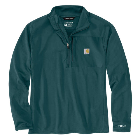 Carhartt men's relaxed fit half-zip fleece shirt in greenstone heather