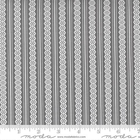 Buttercup and Slate Collection Lacey Stripes Cotton Fabric grey