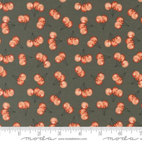 Grey, Farmstead Collection Farm Fresh Cherries Cotton Fabric 20906