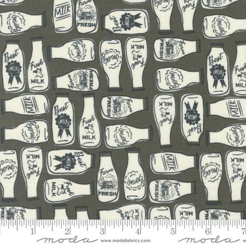 Grey, Farmstead Collection Milk and More Cotton Fabric 20904