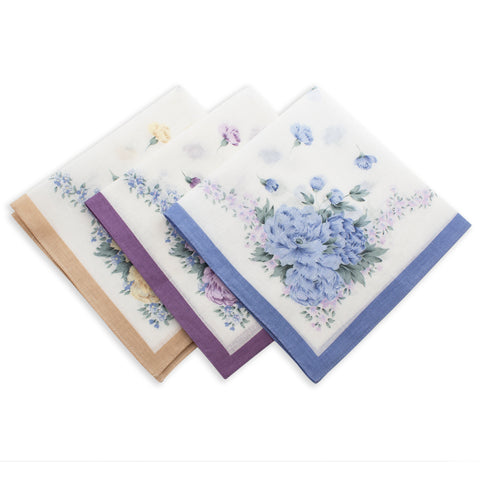 Three floral handkerchiefs