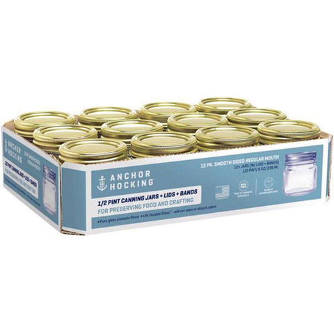 12-Pack Regular Mouth Half Pint Canning Jars
