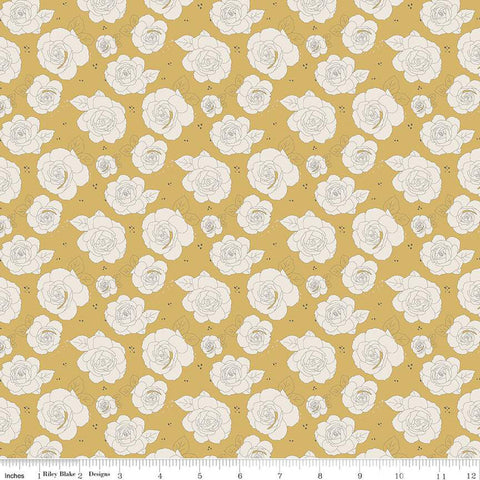 Forgotten Memories Roses Cotton Fabric honey
