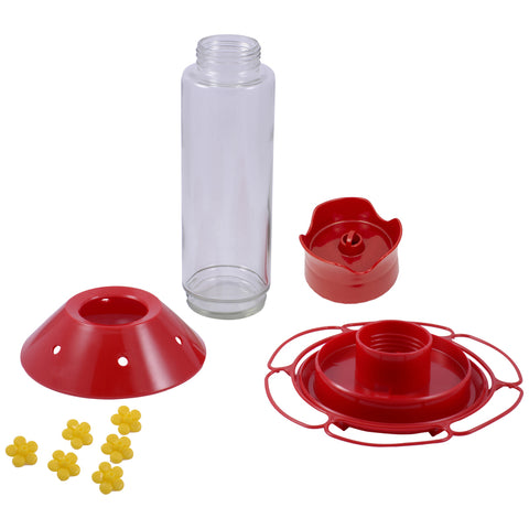 Pieces of hummingbird feeder