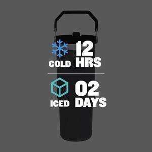 Diagram showing how long drinks will stay cold in Stanley The IceFlow tumblers