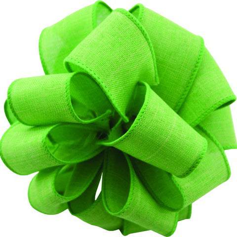 Lime Linen Wire Edge Ribbon