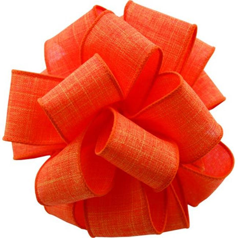 Orange Linen Wire Edge Ribbon