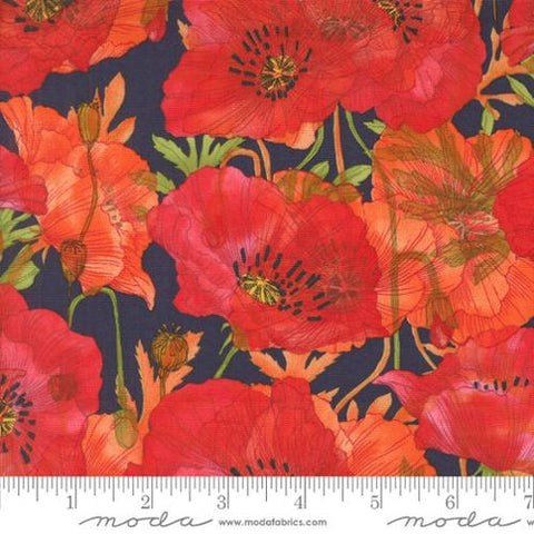 indigo, Superbloom Collection Large Poppy Cotton Fabric 48781
